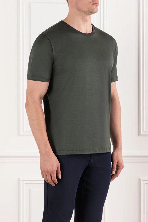 Cesare di Napoli dark green cotton jersey crew neck t-shirt (markdown) 197971 - photo 3