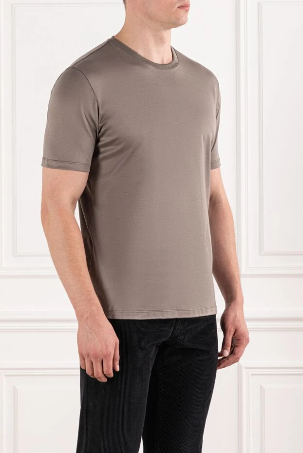 Cesare di Napoli men's plain t-shirt with a light satin sheen 190758 - photo 3