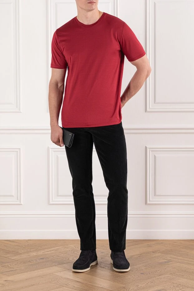 Cesare di Napoli men's cotton t-shirt, rich red, plain color (markdown) 197961 - photo 2