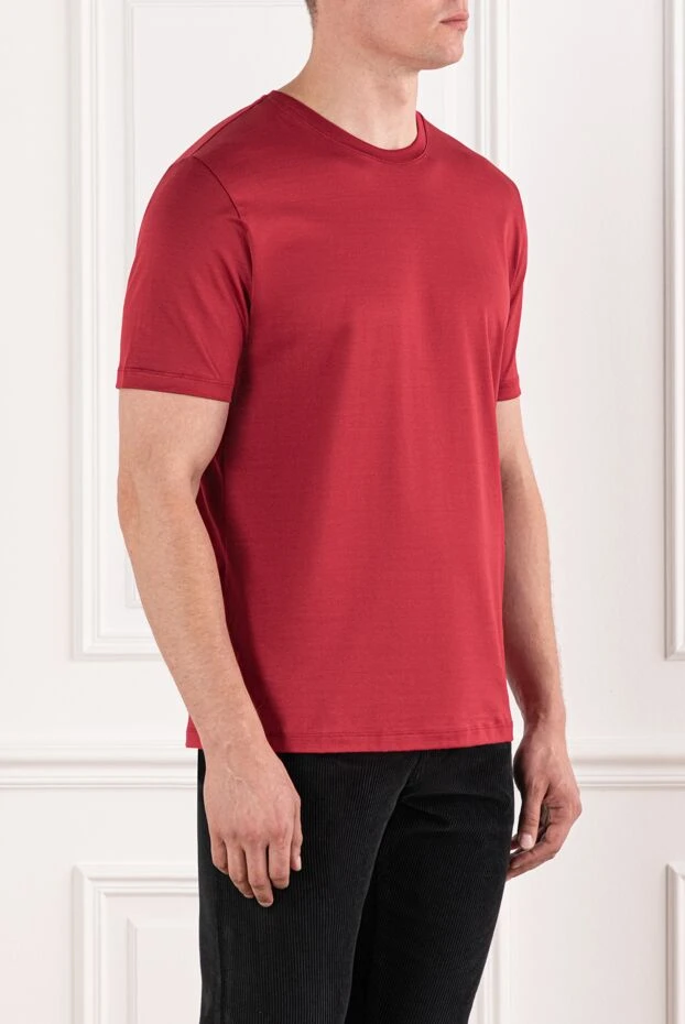 Cesare di Napoli men's cotton t-shirt, rich red, plain color 190759 - photo 3