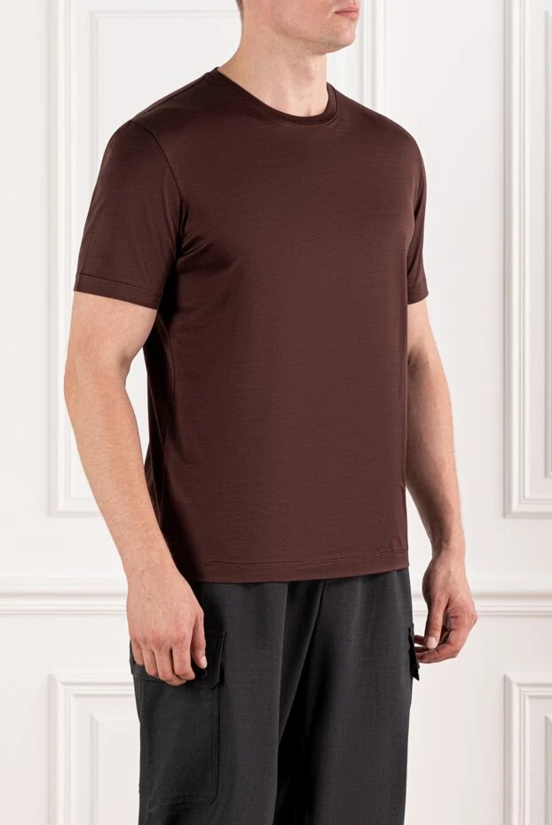 Cesare di Napoli men's brown cotton t-shirt with a satin sheen 190760 - photo 3