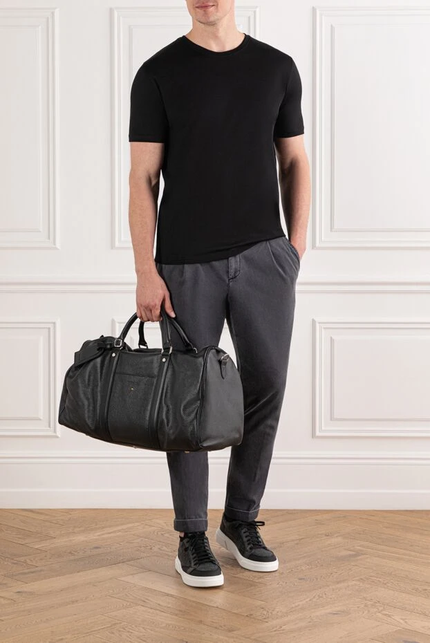 Cesare di Napoli men's basic cotton t-shirt in classic black 190763 - photo 2