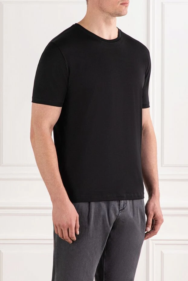 Cesare di Napoli men's basic cotton t-shirt in classic black 190763 - photo 3