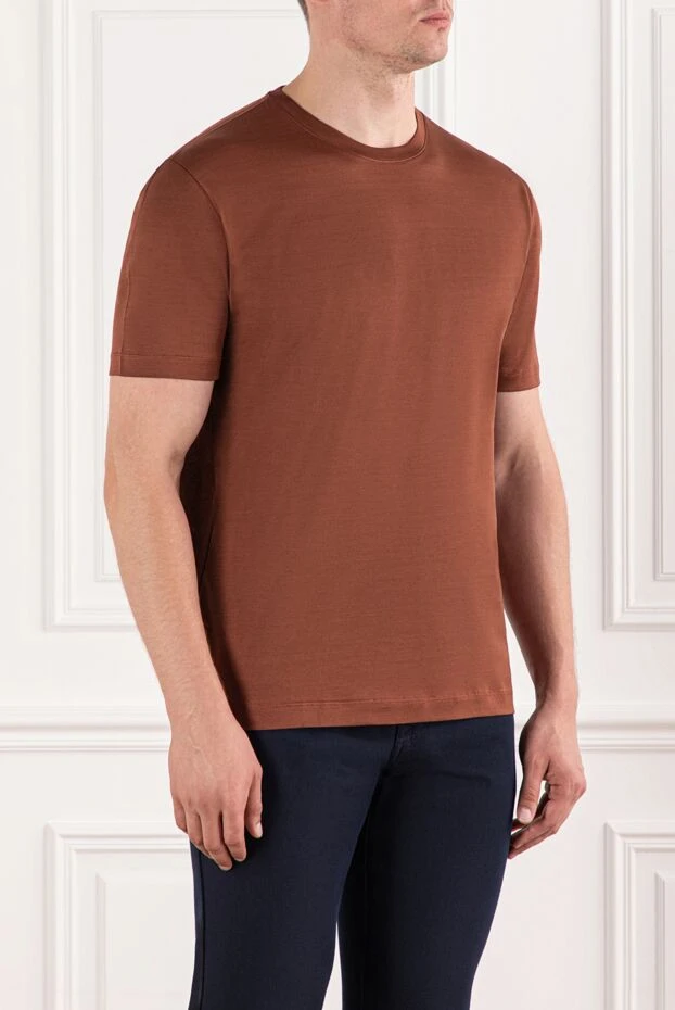 Cesare di Napoli brown cotton t-shirt with a glossy effect 190767 - photo 3