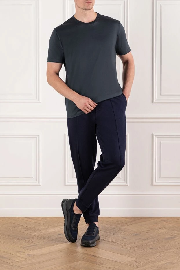 Cesare di Napoli men's plain cotton t-shirt in anthracite with a satin effect 190773 - photo 2