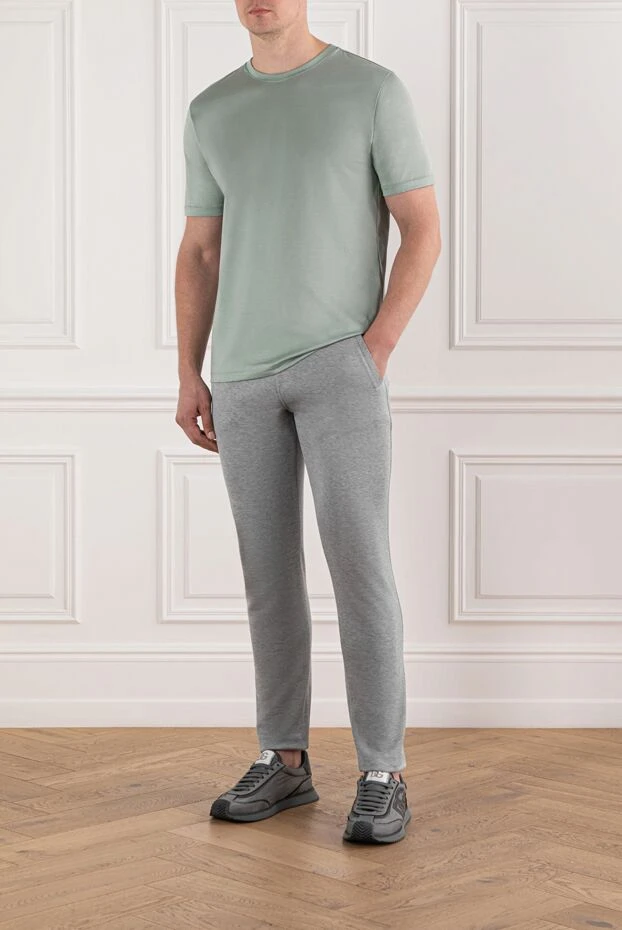 Cesare di Napoli men's plain green t-shirt made of soft brushed cotton 190776 - photo 2