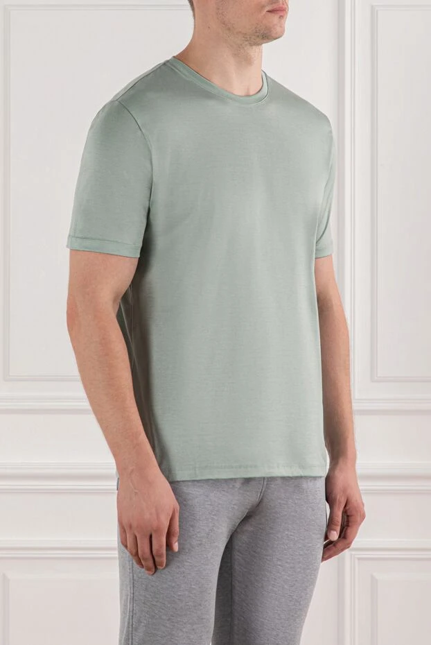 Cesare di Napoli men's plain green t-shirt made of soft brushed cotton 190776 - photo 3
