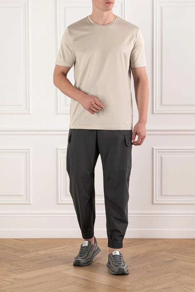 Cesare di Napoli men's casual beige t-shirt made of brushed cotton jersey 190777 - photo 2