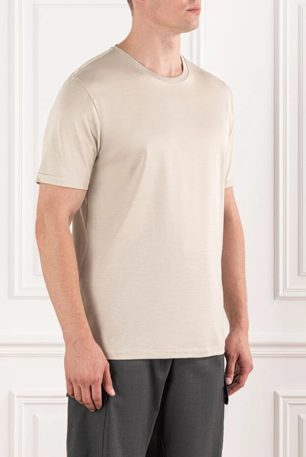 Cesare di Napoli men's casual beige t-shirt made of brushed cotton jersey 190777 - photo 3