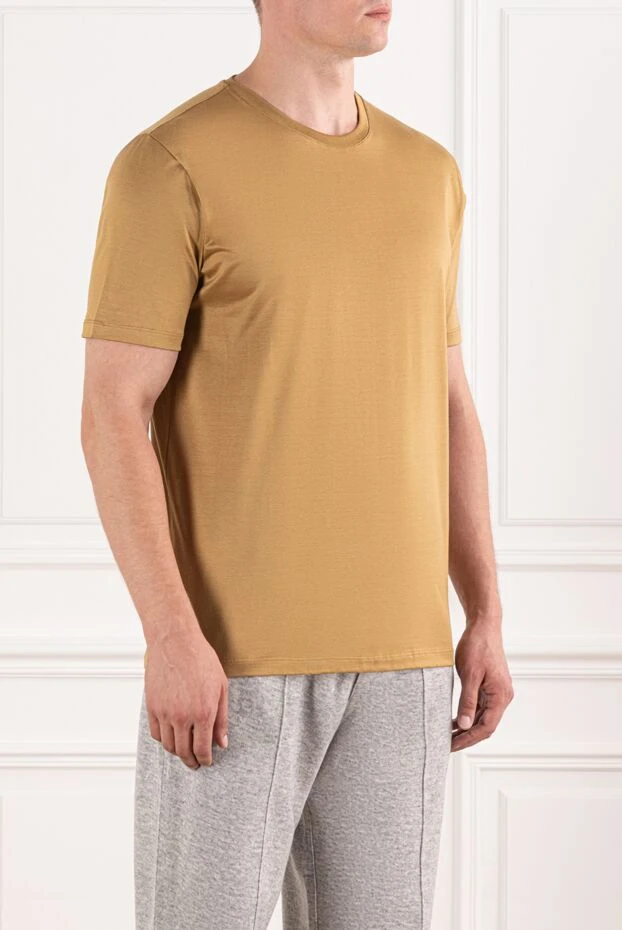 Cesare di Napoli men's cotton t-shirt in mustard yellow with a soft texture 190779 - photo 3