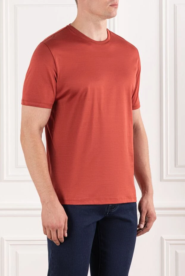 Cesare di Napoli men's terracotta cotton t-shirt with a soft fit 190780 - photo 3