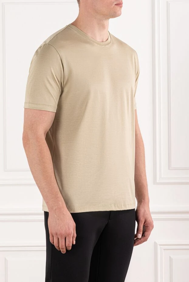 Cesare di Napoli men's universal cotton t-shirt in a neutral sand color 190781 - photo 3