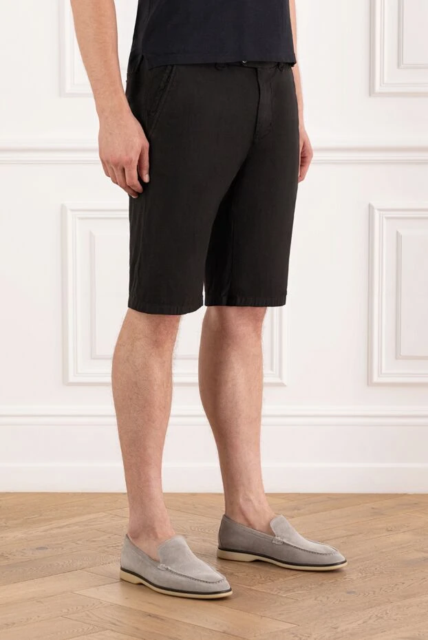 Corneliani men's black straight-cut shorts with a belt 190826 - photo 3