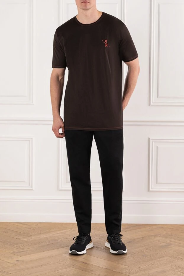 Billionaire men's dark brown crew neck t-shirt with logo 190828 - photo 2