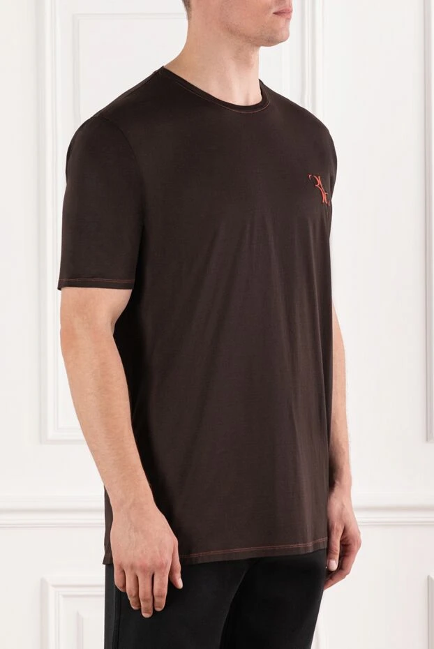 Billionaire men's dark brown crew neck t-shirt with logo 190828 - photo 3