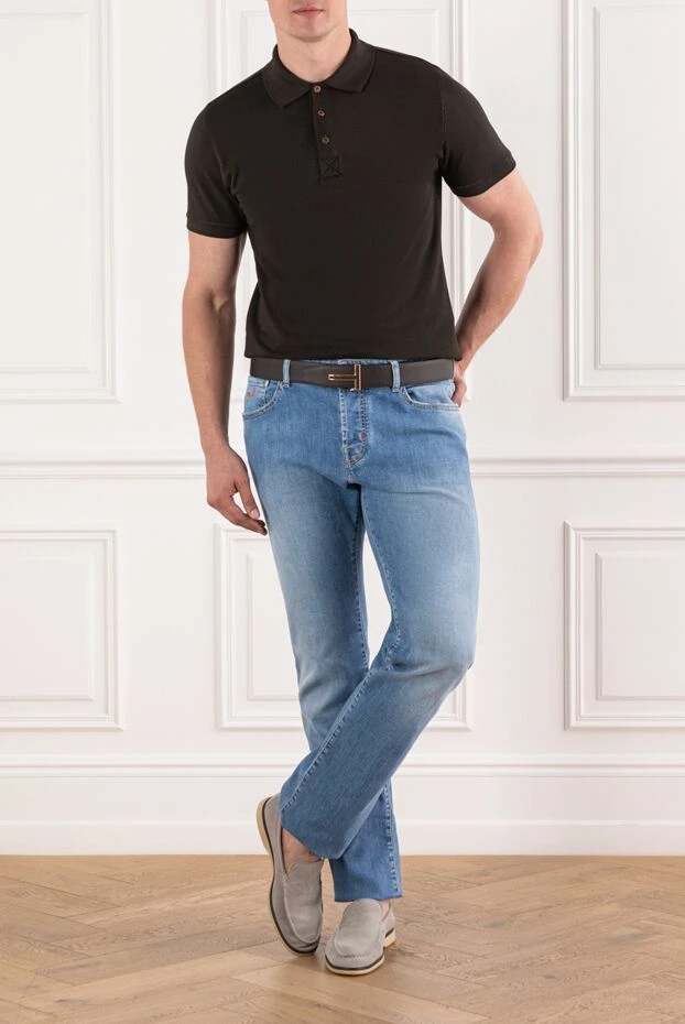 Kiton brown knitted polo shirt with contrast stitching 190830 - photo 2