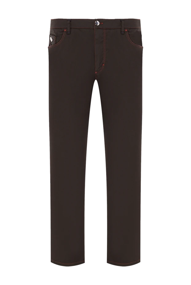 Zilli men's brown jeans with decorative red stitching 190831 - photo 1