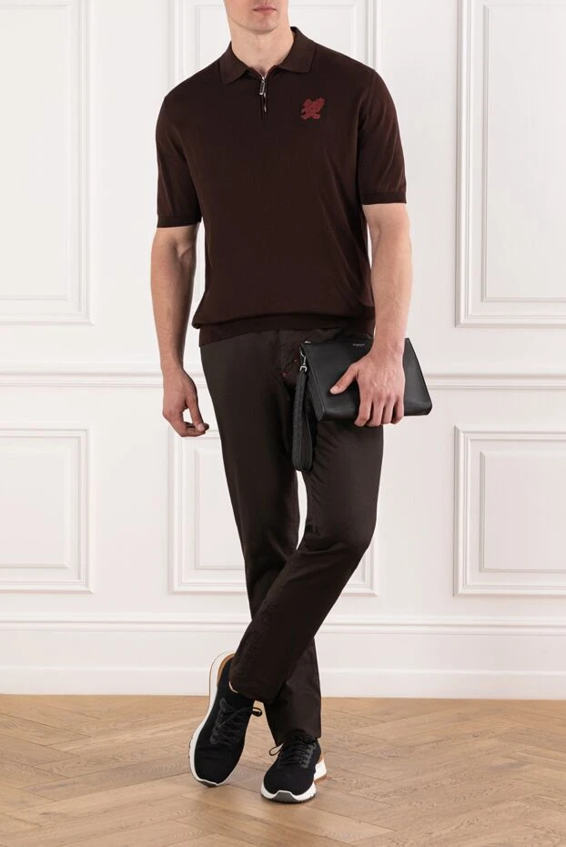 Zilli men's brown jeans with decorative red stitching 190831 - photo 2