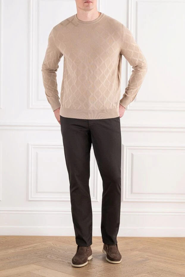 Zilli men's brown jeans with decorative red stitching 190831 - photo 2