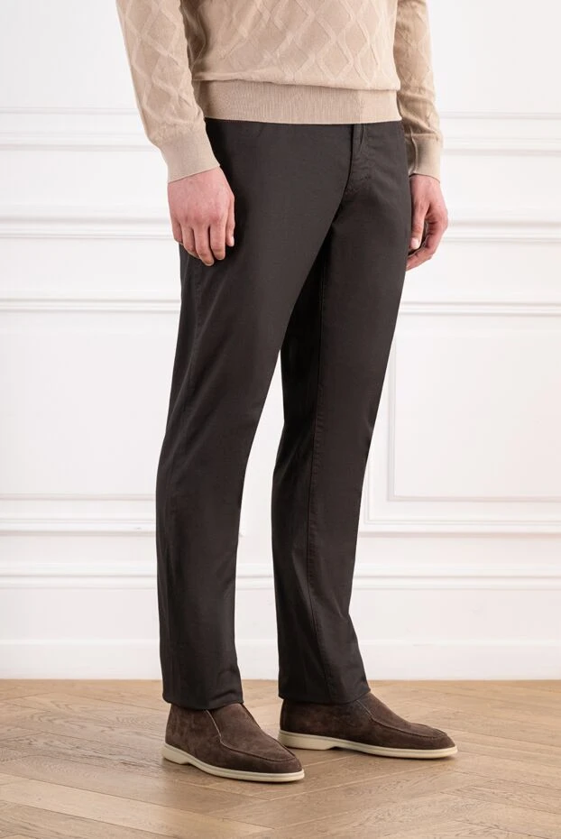 Zilli men's brown jeans with decorative red stitching 190831 - photo 3
