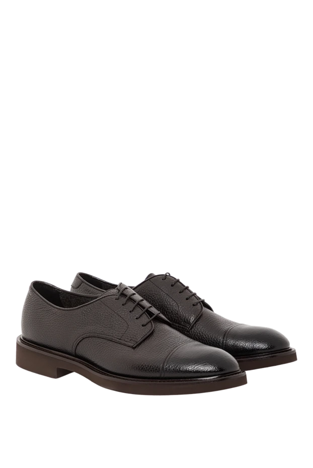 Doucal`s classic black genuine leather derby shoes 190871 - photo 3