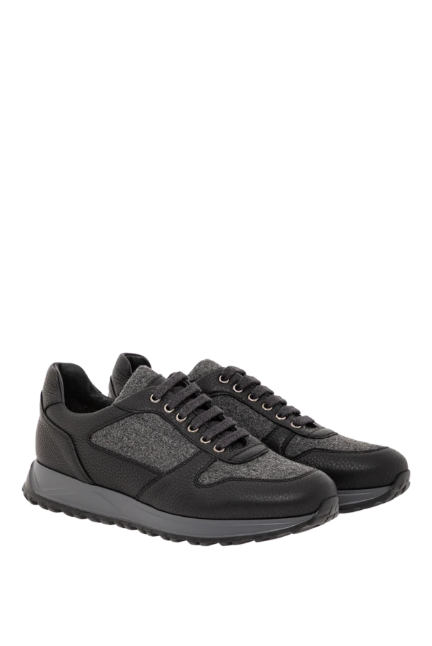 Doucal`s black sneakers with wool inserts and leather elements 190872 - photo 2