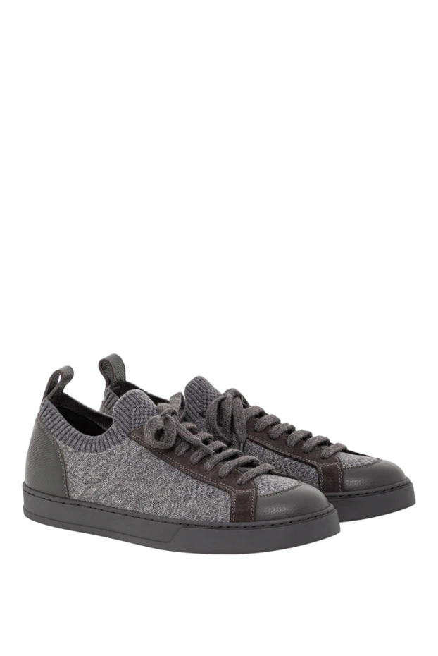 Doucal`s men's gray wool sneakers with a leather toe 190875 - photo 3