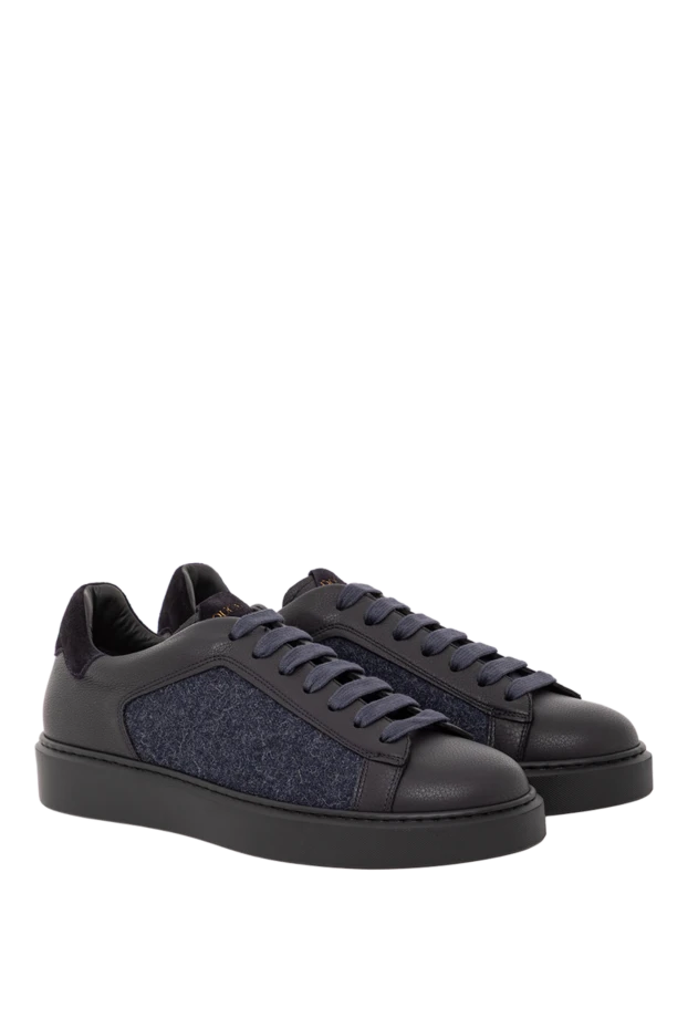 Doucal`s men's leather sneakers with a wool side panel 190877 - photo 3