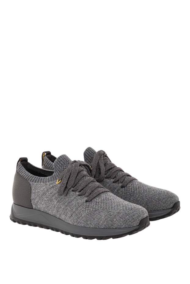 Doucal`s gray knitted fabric sneakers with a leather heel. 190880 - photo 3