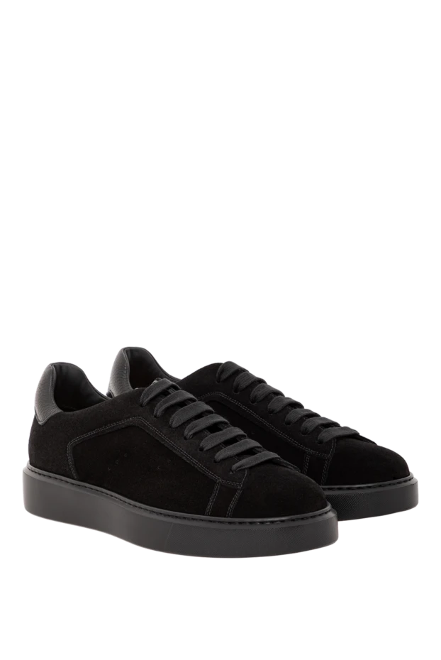 Doucal`s black suede sneakers with leather inserts 190883 - photo 3