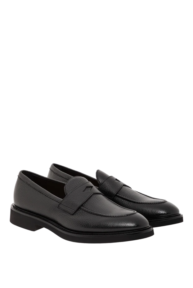 Doucal`s classic style black textured leather loafers 190884 - photo 3