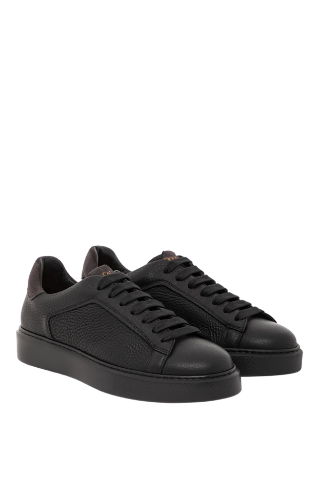 Doucal`s minimalist sneakers made of black leather with a textured surface 190885 - photo 3