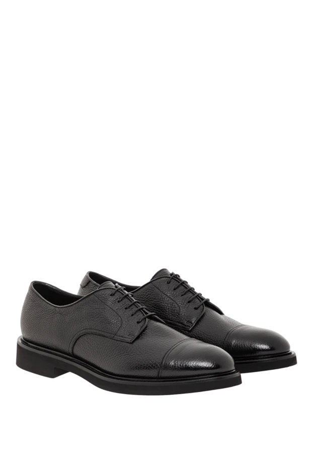 Doucal`s lace-up shoes in black textured leather 190887 - photo 3