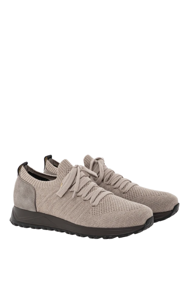 Doucal`s beige knit sneakers with a leather heel and black sole. 190888 - photo 3