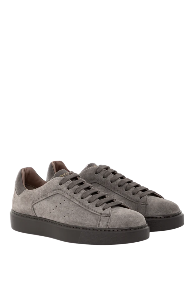 Doucal`s gray suede sneakers with leather trim inside 190889 - photo 3