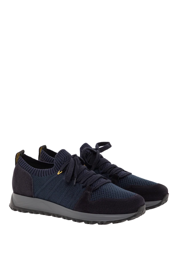 Doucal`s blue breathable textile sneakers with suede inserts 190891 - photo 3