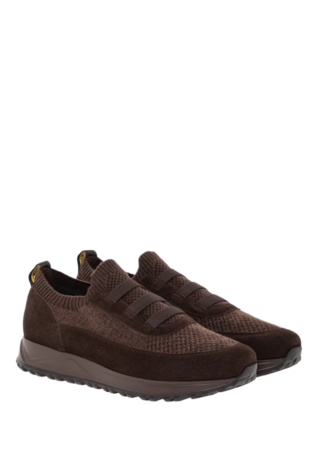 Doucal`s brown knit and suede sneakers with elastic bands 190897 - photo 3
