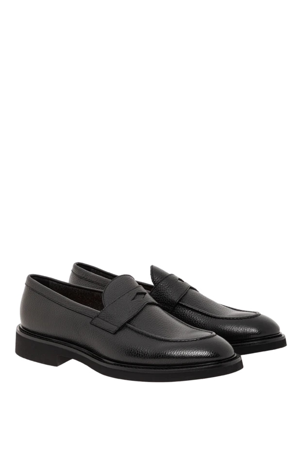 Doucal`s classic black loafers made of genuine leather with a leather insert 190898 - photo 3