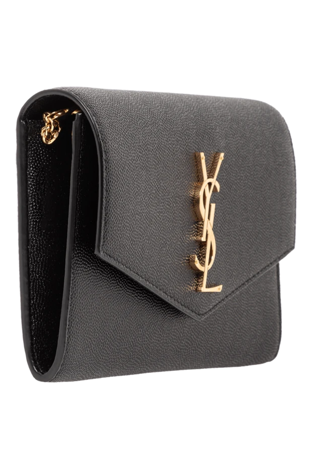 Saint Laurent uptown chaine embossed leather wallet on chain - black 190913 - photo 3