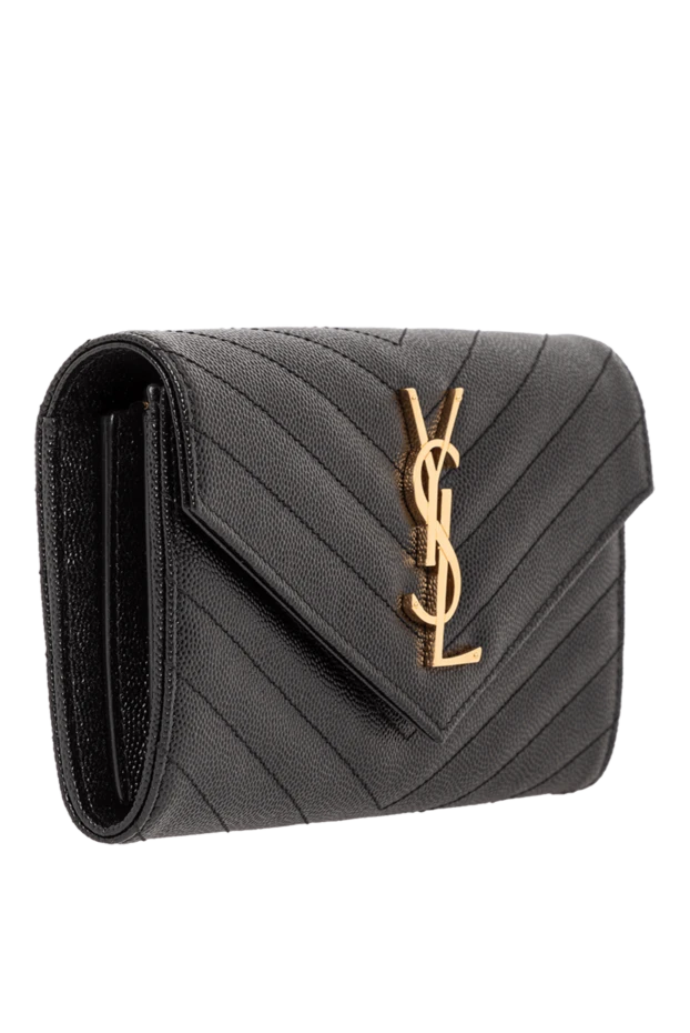 Saint Laurent cassandre large lambskin wallet with flap, black 190918 - photo 3