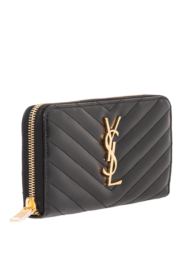Saint Laurent кошелек cassandre женский черній на молнии из кожи 190919 - фото 3