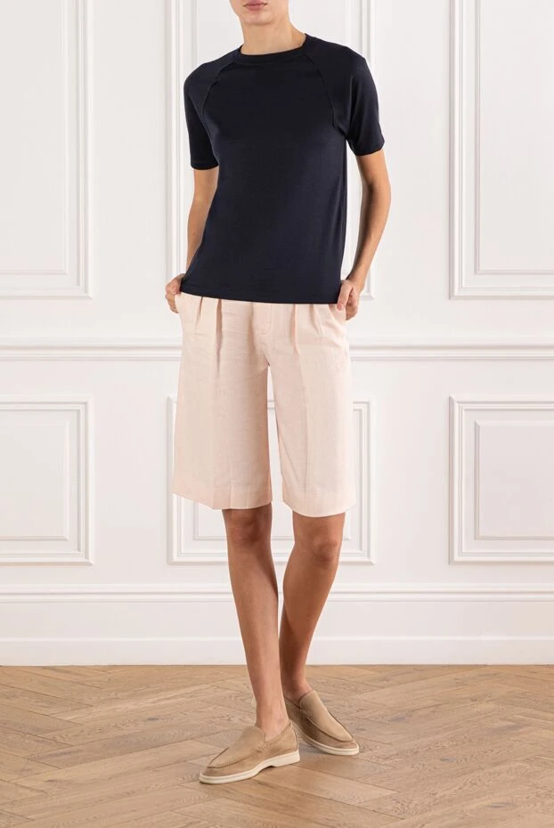 Loro Piana women's linen and wool shorts in a delicate peach shade 190974 - photo 2