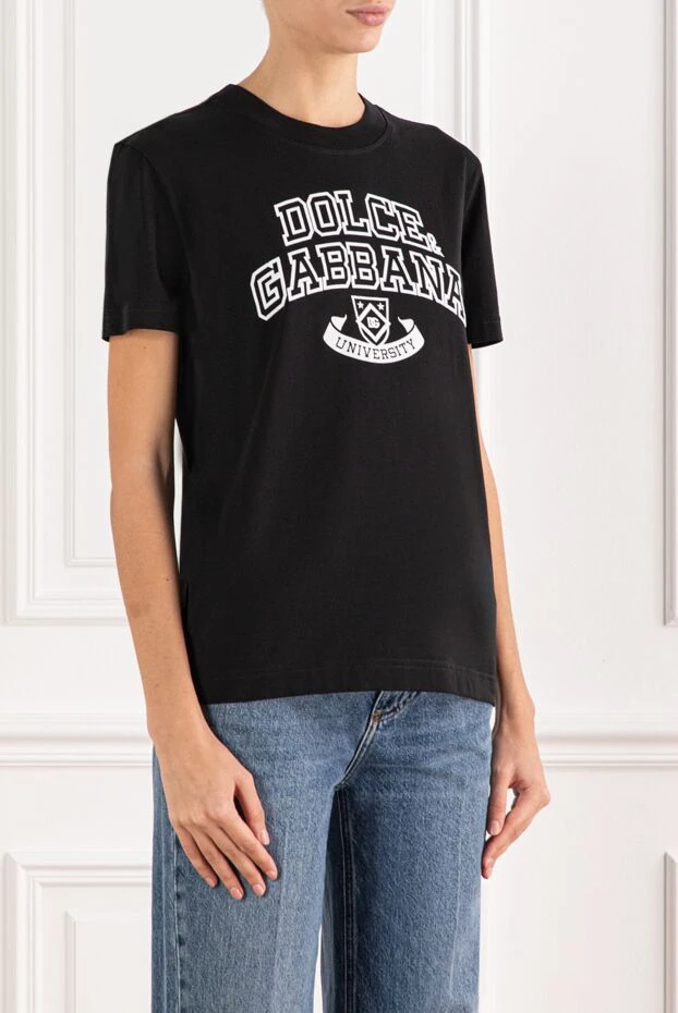 Dolce & Gabbana black cotton t-shirt with the university logo and crest 190977 - photo 3