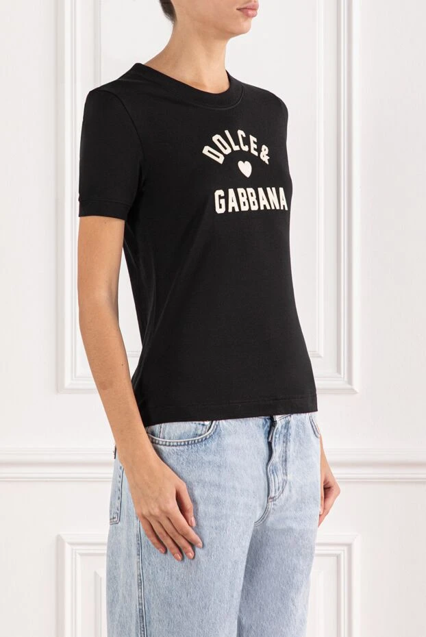 Dolce & Gabbana women's black t-shirt with lettering and a heart symbol 190978 - photo 3