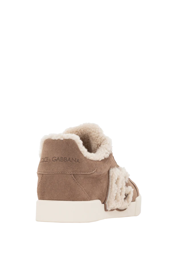 Dolce & Gabbana снікери portofino light з телячої шкіри та овчини коричневі 190980 - фото 3