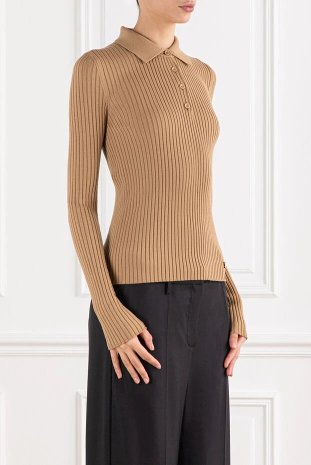 Dolce & Gabbana beige women's ribbed wool polo shirt 190982 - photo 3