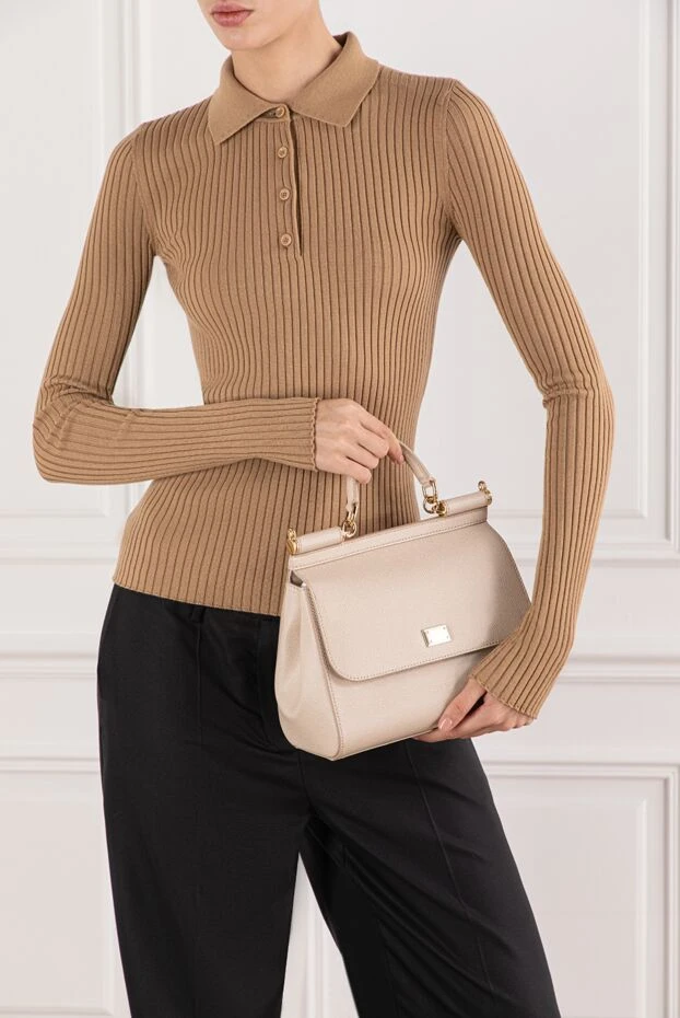 Dolce & Gabbana large sicily bag with a short handle in beige dauphine calfskin 190998 - photo 2