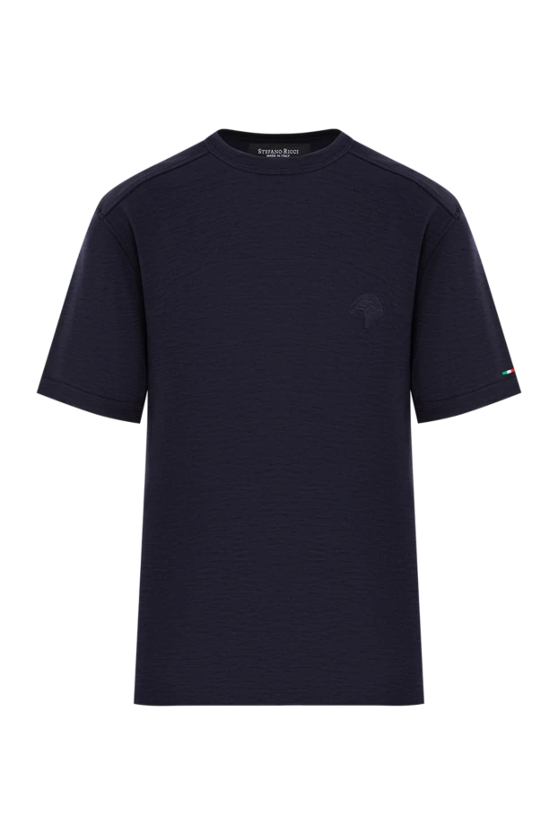 Dark blue T-shirt with embroidery on the chest - photo 1