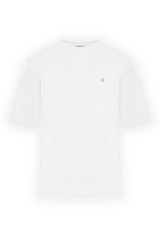 White cotton T-shirt with a gold emblem on the chest - photo 1