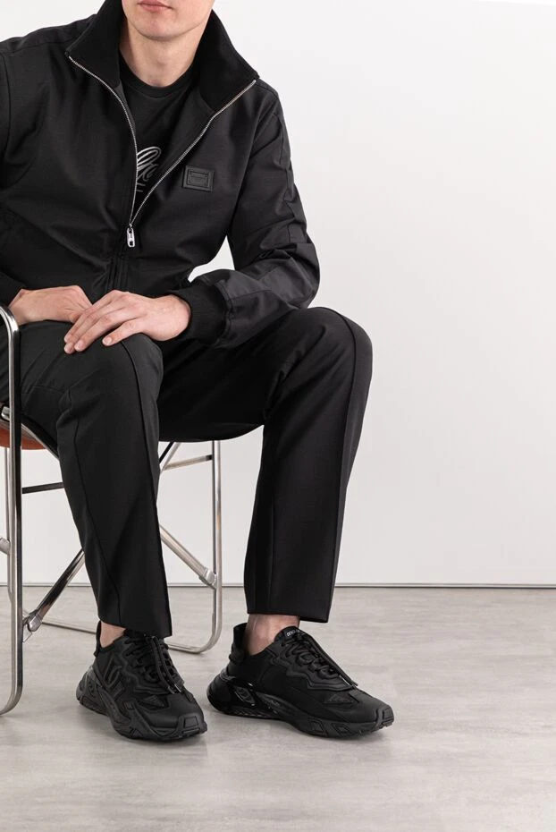 Dolce & Gabbana кросівки day faster чоловічі чорні з віскозного текстилю 191112 - фото 2